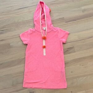 Crewcuts Pink Terry Hooded Kids Cover Up with Orange Accents